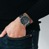 Titan Light Leathers Men's Multifunction Watch Blue Dial with Blue Leather Strap, 90200SL03