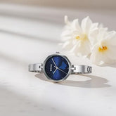 Titan Karishma Analog Blue Dial With Silver Stainless Steel Band, 2702SM02