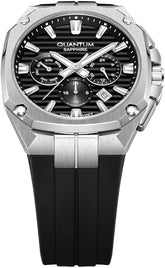 Quantum Men's Chronograph Watch Black Dial Black Silicone Band, ADG1278.351