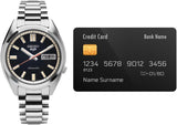 Seiko, Men's Mechanical Watch Analog, Black Dial Silver Stainless Steel Band, SRPK89K