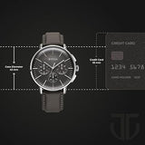 Titan Light Leathers Men's Multifunction Watch Anthracite Dial with Grey Leather Strap, 90200SL02