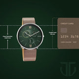 Titan Slim Men's Multifunction Watch Green Dial With Brown Leather Strap, 1877SL01