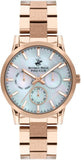 Beverly Hills Polo Club Women's Watch, Analog, White MOP Dial, Rose Gold Stainless Steel Strap, BP3360X.420