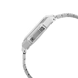 Casio Vintage Unisex Bluetooth Step Tracker Watch Digital Dial with Silver Stainless Steel Band, ABL-100WE-1ADF