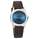 Titan Karishma Men's Watch Analog Blue Dial with Brown Leather Strap, 1648SL01