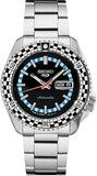 SEIKO 5 Automatic Men's Watch with day and date display and Black Dial and Silver Stainless Steel Strap,SRPK67K