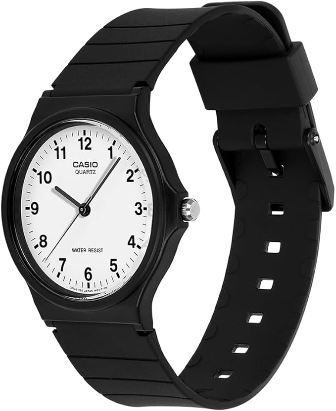 Casio, Men's Watch Analog, White Dial Black Resin Band, MQ-24-7BLDF product image