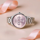 Titan Women's Watch Analog Pink Dial with Silver Stainless Steel Band, 2648SM13