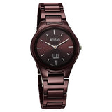 Titan Edge Ceramic Women's Watch Analog Wine Red Dial with Ceramic Band, 2653QC18