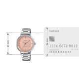 Casio Women's Watch Analog Peach Dial with Silver Stainless Steel Band, LTP-VT03D-4BDF