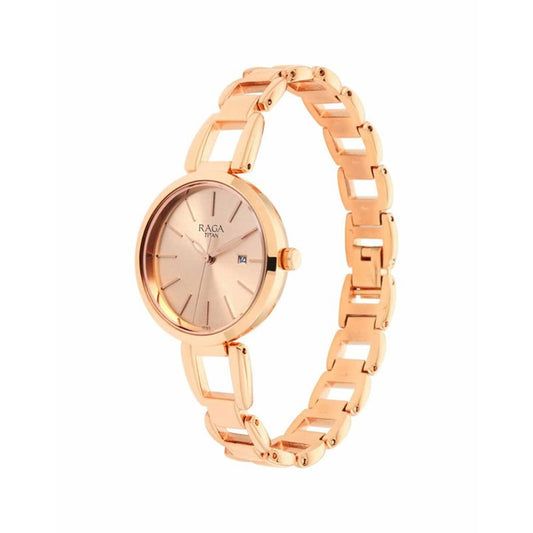 Titan Raga Viva Quartz Women's Watch, Rose Gold Dial Stainless Steel Strap, 2642WM01