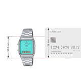 Casio Vintage Unisex Watch Analog-Digital Tiffany Blue Dial With Silver Stainless Steel, AQ-230A-2A2MQYDF