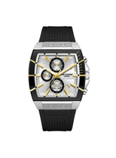 Lee Cooper Men's Multifunction Watch with Silver Dial and Black Silicone Band, LC08399.331