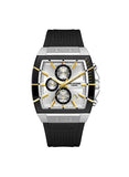 Lee Cooper Men's Multifunction Watch with Silver Dial and Black Silicone Band, LC08399.331