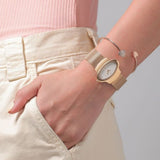 Fastrack Pulse Women's Watch Analog White Dial with Rose Gold Stainless Steel Band, 6004WM01