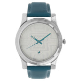 Fastrack, Women's Watch Analog, Silver Dial Blue Leather Strap, 6046SL04