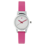 Fastrack, Women's Watch Analog, White Dial Pink Leather Strap, 6088SL01