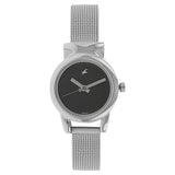 Fastrack, Women's Watch Analog, Black Dial Silver Mesh Band, 6088SM01