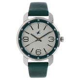 Fastrack, Women's Watch Analog, Silver Dial Dark Green Leather Strap, 6111SL01