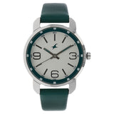 Fastrack, Women's Watch Analog, Silver Dial Dark Green Leather Strap, 6111SL01