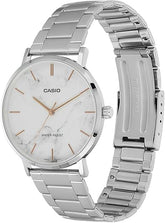 Casio Men's Watch Analog White Dial with Silver Stainless Steel Band, MTP-VT01DM-7AUDF