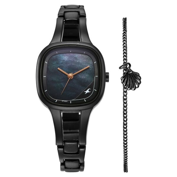 Fastrack Pulse Women's Watch Analog Mother of Pearl Dial with Black Stainless Steel Band, 6147NM04