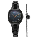 Fastrack Pulse Women's Watch Analog Mother of Pearl Dial with Black Stainless Steel Band, 6147NM04