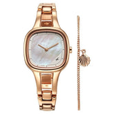 Fastrack Pulse Women's Watch Analog Mother of Pearl Dial with Rose Gold Stainless Steel Band, 6147WM01