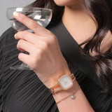 Fastrack Pulse Women's Watch Analog Mother of Pearl Dial with Rose Gold Stainless Steel Band, 6147WM01