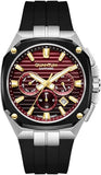 Quantum Men's Chronograph Watch Maroon Dial Black Silicone Band, ADG1278.281