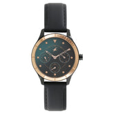 Fastrack All Nighters Quartz Women's Multifunction Watch Analog, Bicolour Dial Leather Strap, 6163KL02