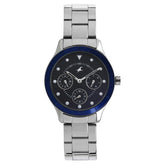 Fastrack All Nighters Quartz Women's Multifunction Watch Analog, Blue Dial Silver Stainless Steel Strap, 6163KM01