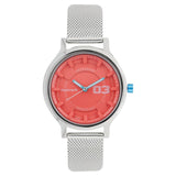 Fastrack, Women's Watch Analog, Red Dial Silver Stainless Steel Band, 6166SM02