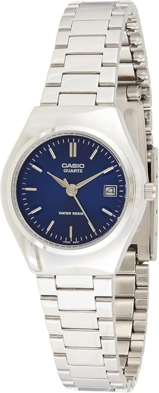 Casio Women's Watch Analog, Blue Dial Silver Stainless Steel Strap, LTP-1170A-2ARDF