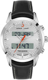 Alfajr Islamic Prayer Mens Watch Ana-Digital White Dial With Black Leather Strap, WA-30LS