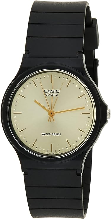 Casio, Men’s Watch Analog, Champagne Dial Black Resin Band, MQ-24-9ELDF