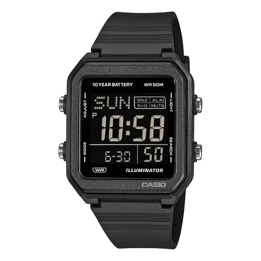 Casio Men's Digital Black Dial Watch With Black Resin Band, W-221H-1BVDF