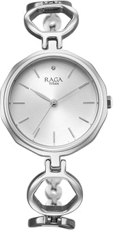 Titan Raga Women's Analog Watch Silver Dial With Silver Metal Strap, 2685SM01