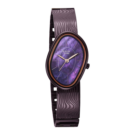 Titan Raga Sierra Women's Quartz Analog Watch, Purple Dial, Purple Metal Strap, TI-95390QM01