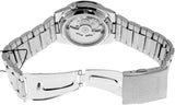 Seiko 21 Jewels Men's Automatic Watch Analog Black Dial with Silver Stainless Steel Band, SNKE01J