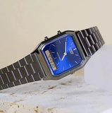 Casio Unisex Watch Analog-Digital Dial with Grey Stainless Steel Band, AQ-230GG-2ADF
