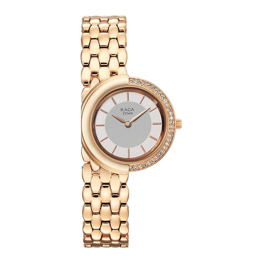 Titan Raga Women's Quartz Analog Watch, Mother Of Pearl Dial, Gold Metal Strap, TI-95392WM01
