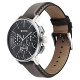 Titan Light Leathers Men's Multifunction Watch Anthracite Dial with Grey Leather Strap, 90200SL02