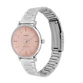 Casio Women's Watch Analog Peach Dial with Silver Stainless Steel Band, LTP-VT03D-4BDF