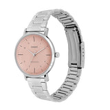 Casio Women's Watch Analog Peach Dial with Silver Stainless Steel Band, LTP-VT03D-4BDF