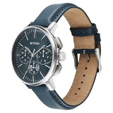 Titan Light Leathers Men's Multifunction Watch Blue Dial with Blue Leather Strap, 90200SL03