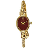 Titan Raga Women's Watch Analog Red Dial with Gold Stainless Steel Band, 197YM02