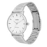 Casio Men's Watch Analog White Dial with Silver Stainless Steel Band, MTP-VT04D-7EDF