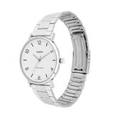 Casio Men's Watch Analog White Dial with Silver Stainless Steel Band, MTP-VT03D-7BDF