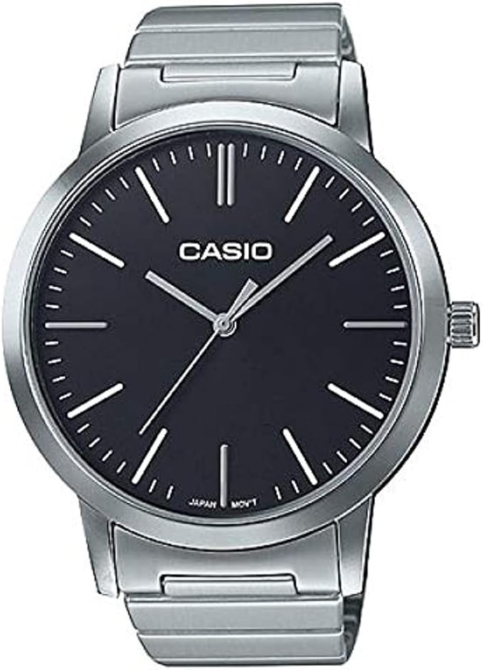 Casio, Women’s Watch Analog, Black Dial Silver Stainless Steel Band, LTP-E118D-1ADF